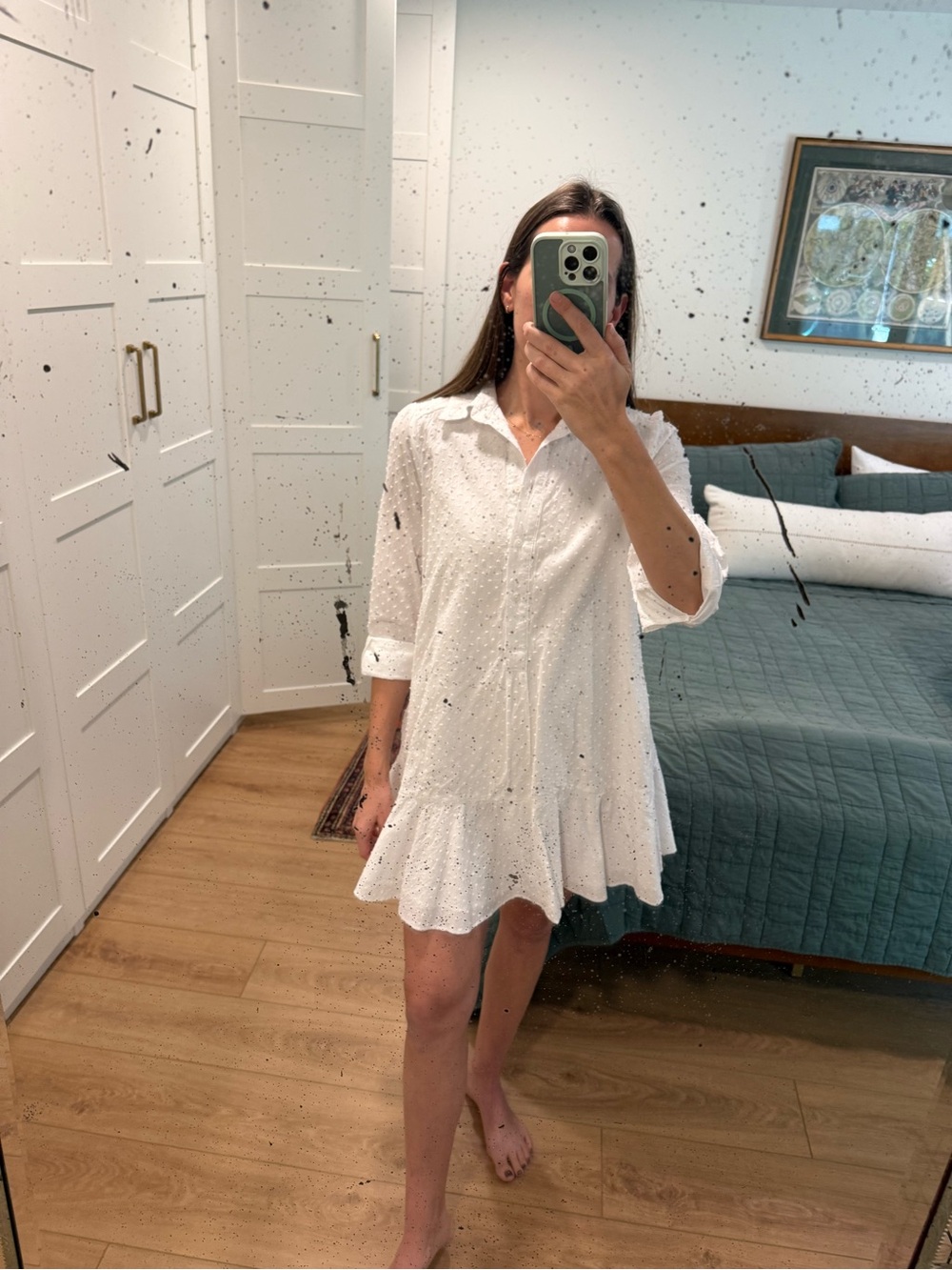 Tuckernuck Callahan Dress White Swiss Dot Small